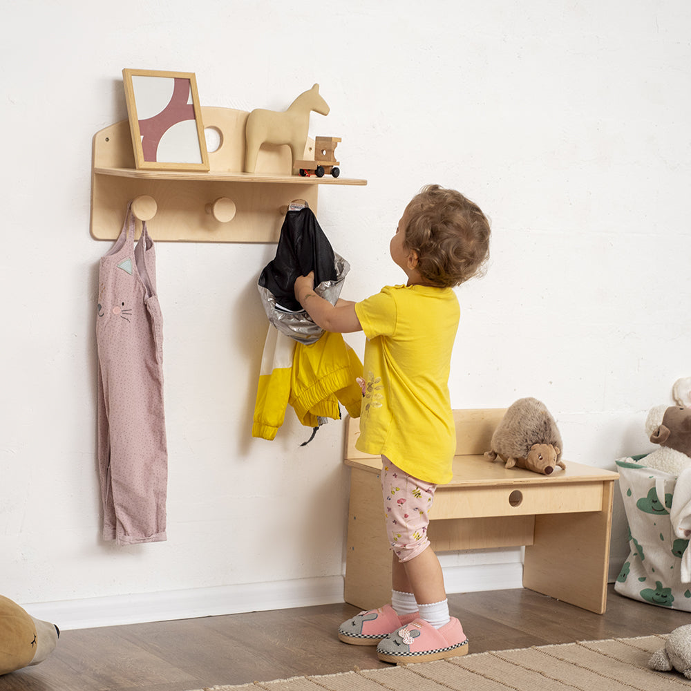 Entryway Bench with Coat Rack