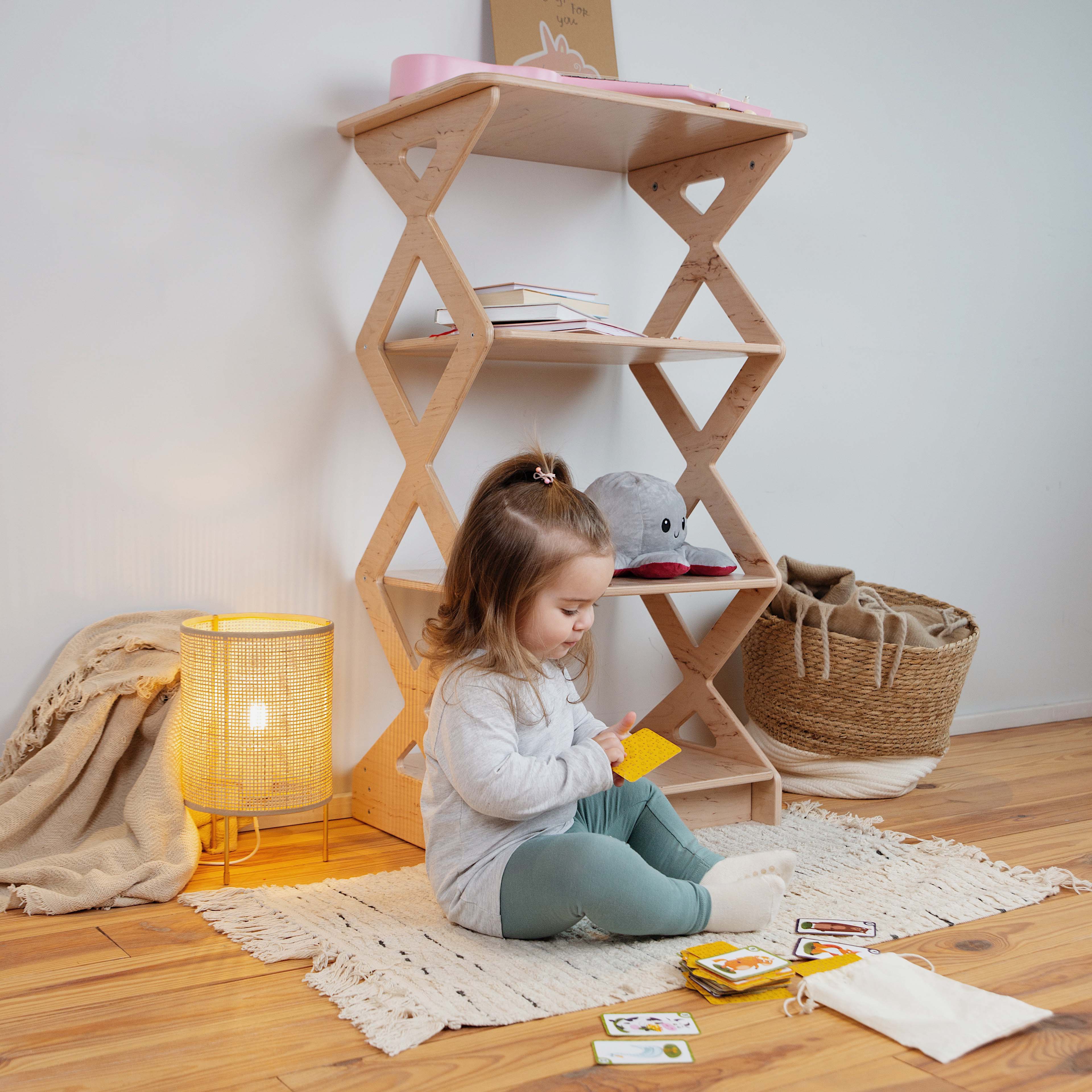 Open Bookshelf for Toys Storage, Montessori space Organizer