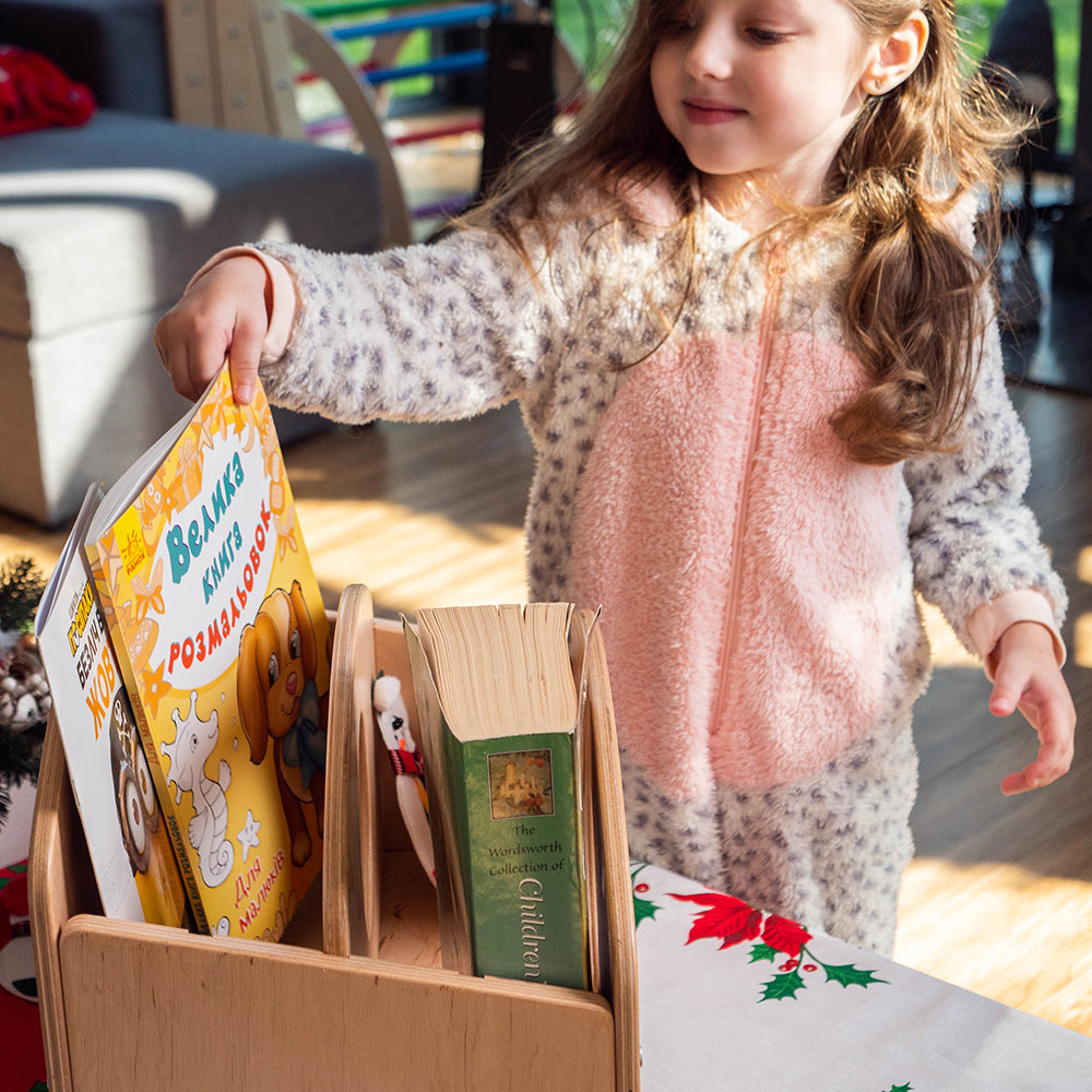 Wooden Bookcase for Toddlers, Portable Box "Josie"