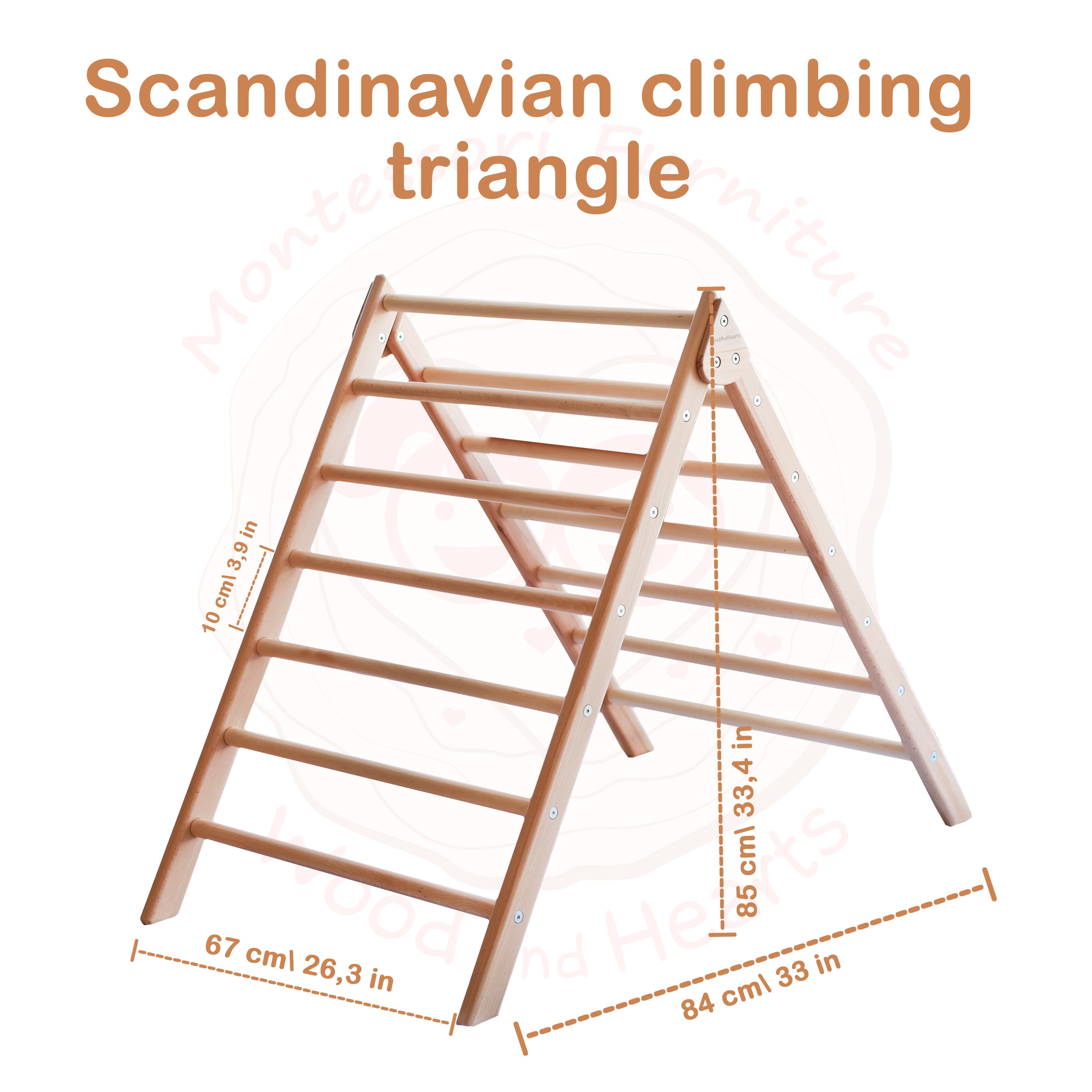 Scandinavian Set of three Climbers: Triangle, Ramp and Trapeze, N.Wood color